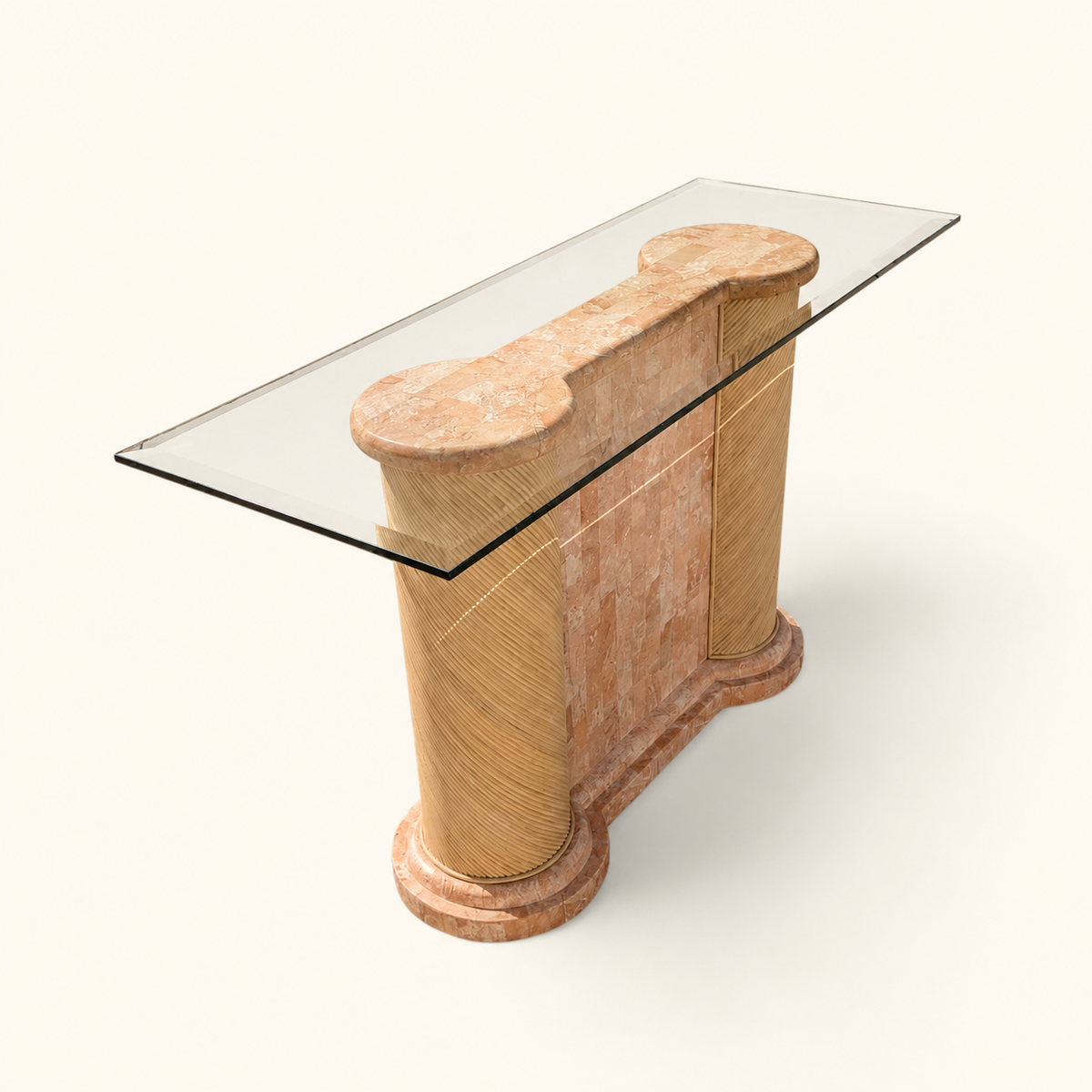Postmodern Entryway Glass Console Table, c. 1980s — view 14 of 16