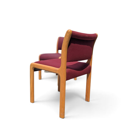 Albert Salman Associates Oak Dining Chairs in Garnet, Set of Four