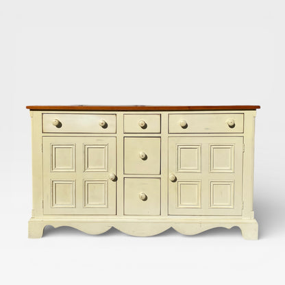 Painted Sideboard or Buffet Cabinet with Paneled Doors and Solid Wood Top
