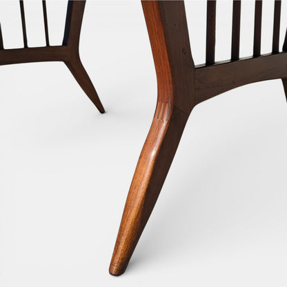 Mid Century Drop Leaf Dining Table by Garrison Furniture Co. | Sculptural Walnut Laminate Table | 1960s MCM