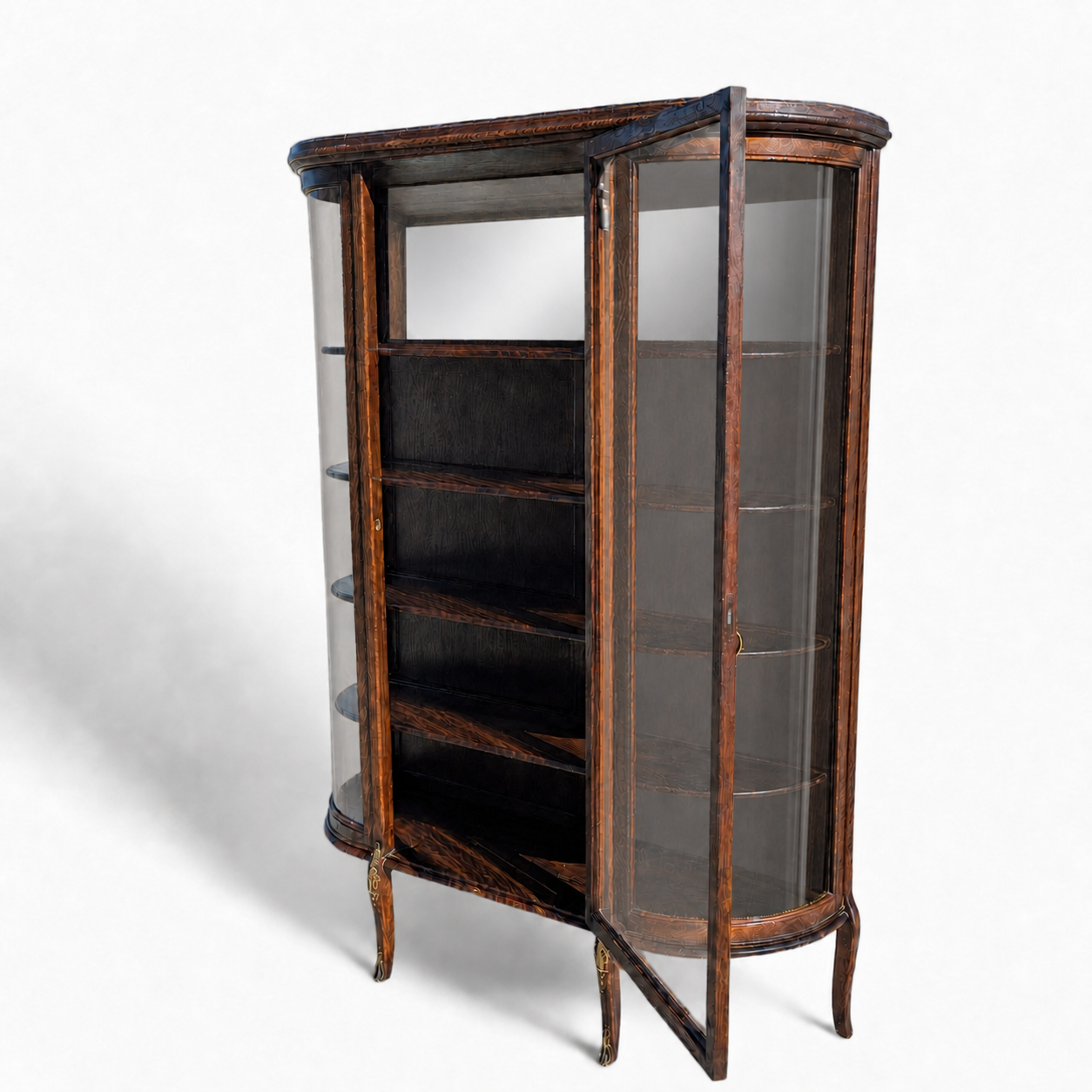 Early 20th Century Edwardian Demi-Lune Curved Glass Display Cabinet — view 15 of 17