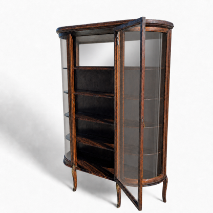 Early 20th Century Edwardian Demi-Lune Curved Glass Display Cabinet