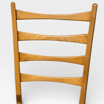Set of Six Mid-Century Modern Ladderback Dining Chairs with New Upholstery