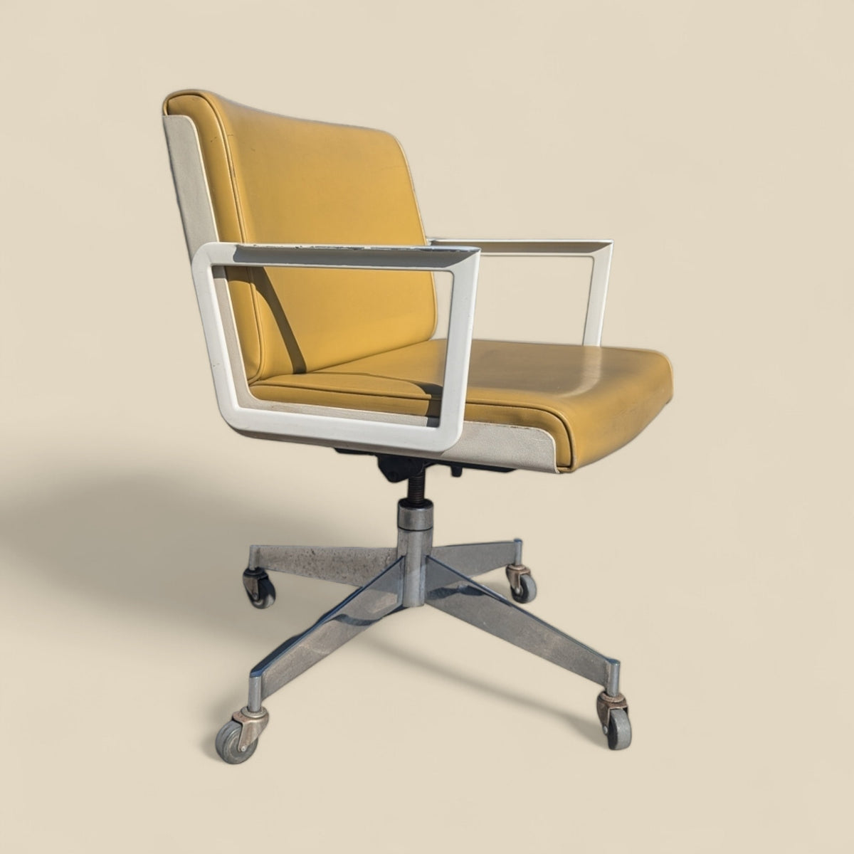 1970s InterRoyal Chrome and Faux-Leather Desk Chair — view 2 of 16