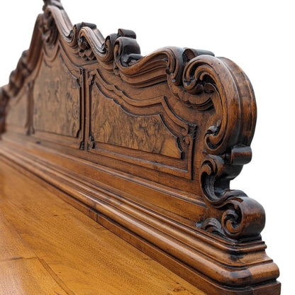 Continental Walnut Carved Sideboard Cabinet with Sculptural Apron