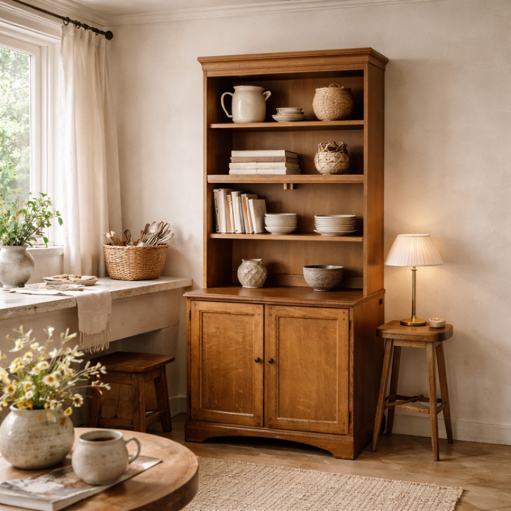 Vintage Hooker Furniture Oak Hutch Cabinet with Open Shelving, Late 20th Century — view 15 of 15