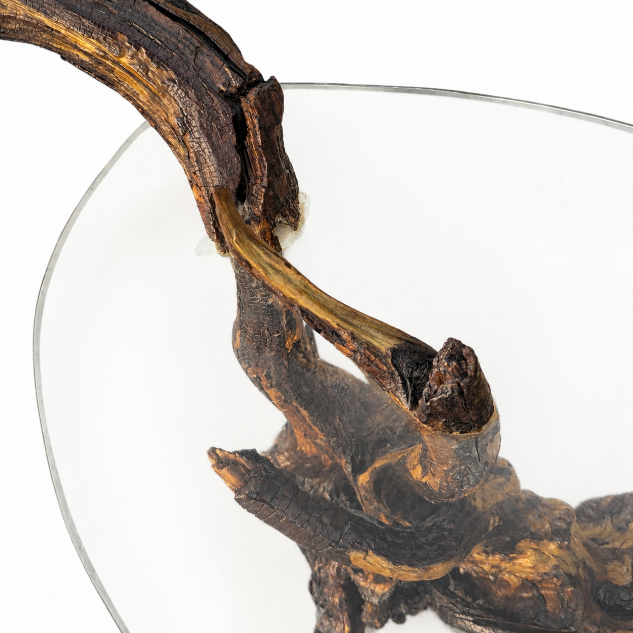 Vintage Driftwood Side Table with Acrylic Top — view 9 of 16