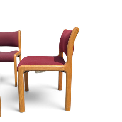 Albert Salman Associates Oak Dining Chairs in Garnet, Set of Four
