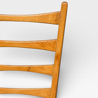 Set of Six Mid-Century Modern Ladderback Dining Chairs with New Upholstery