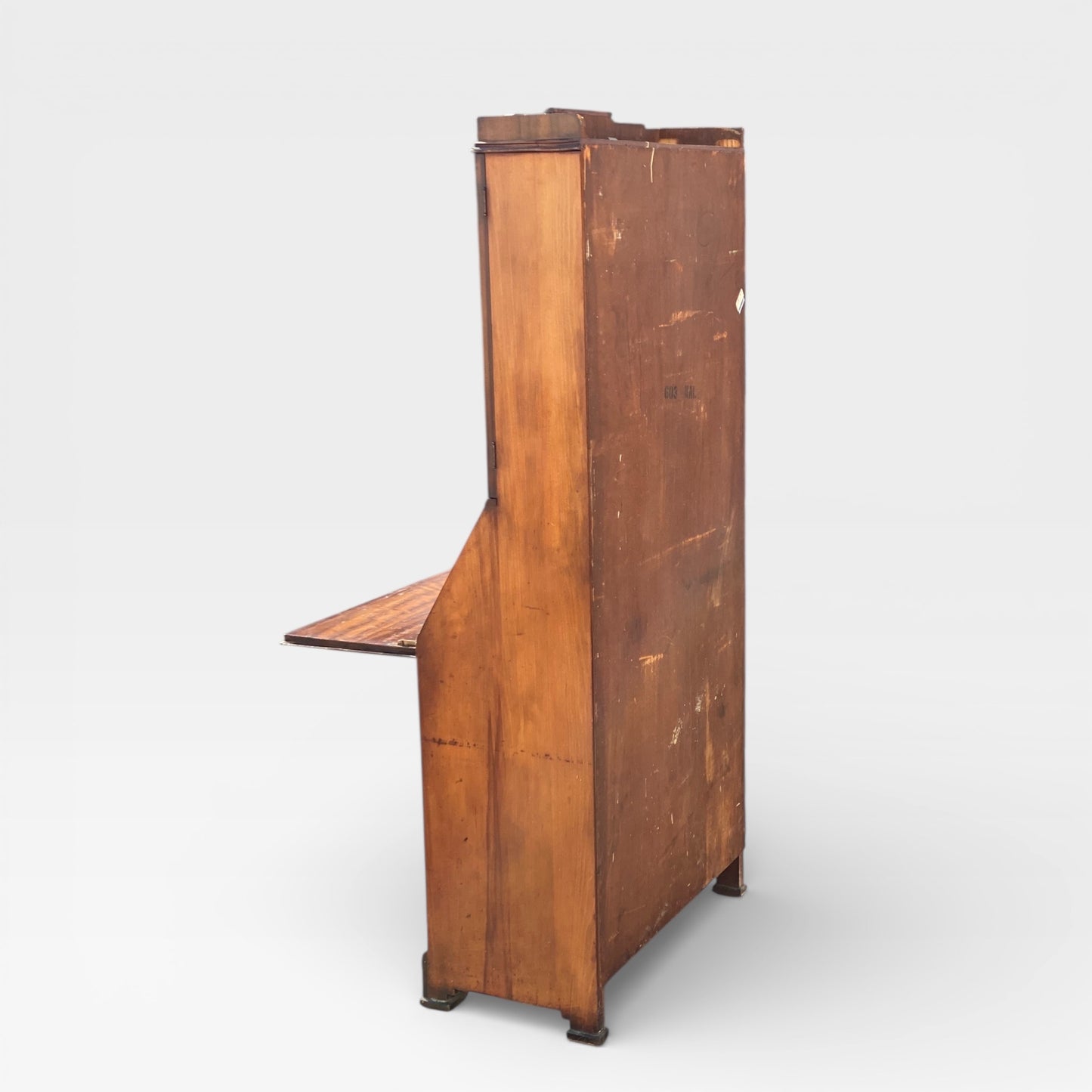 Art Deco Secretary Desk with Drop-Front Writing Surface and Chevron Veneer, 1930s