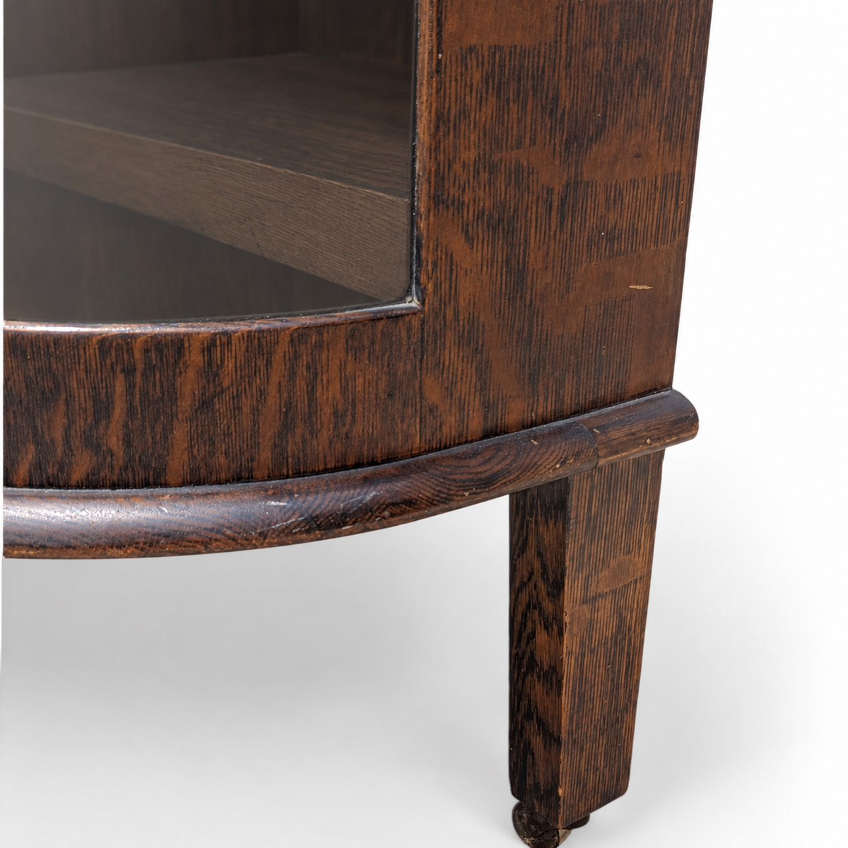 Vintage Curved Glass China Cabinet – Bow Front Display Hutch w/ Claw Feet, 49" Wide, Early 20th Century Style — view 17 of 25