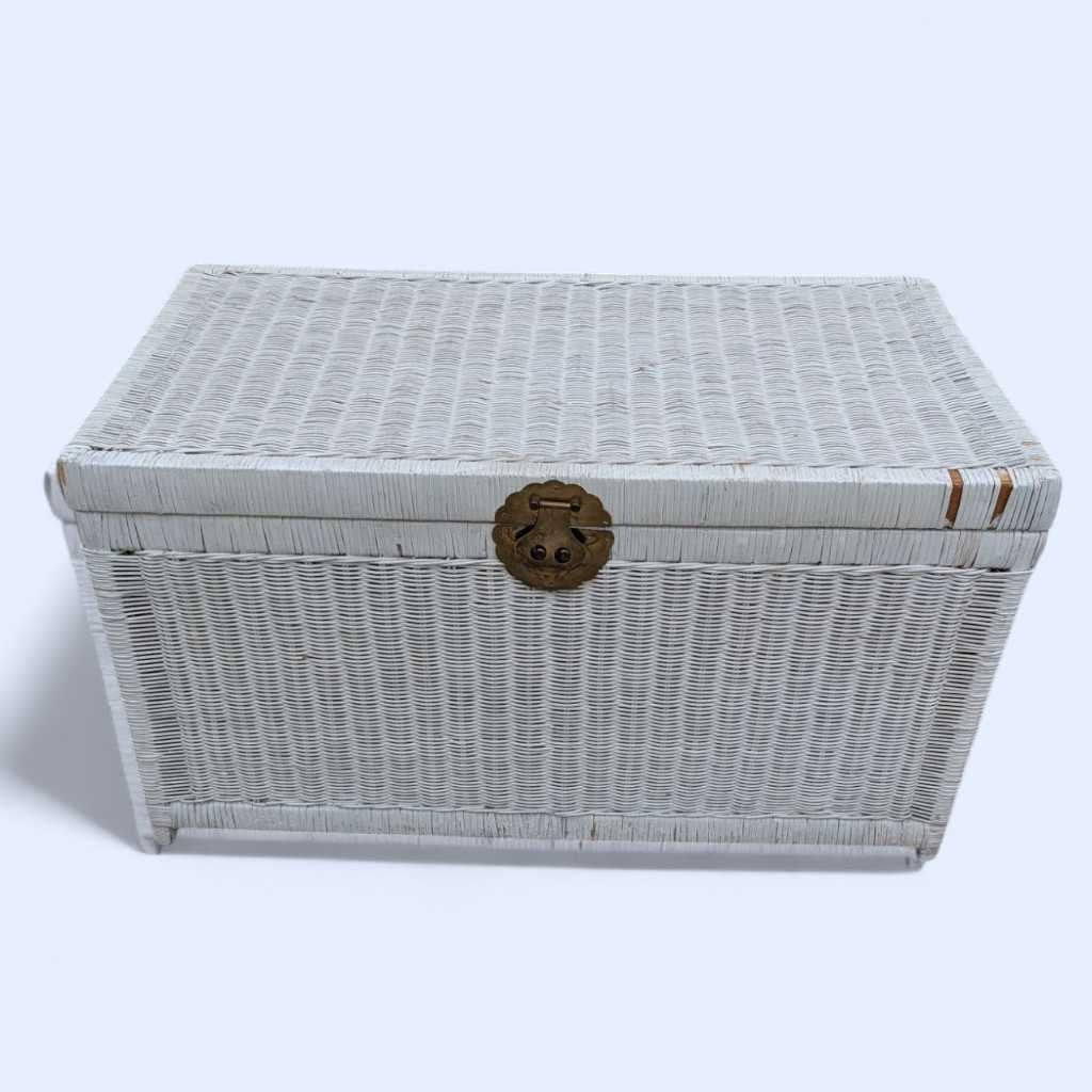 Vintage White Wicker Trunk