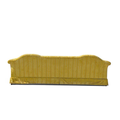 Vintage 96” Tufted Striped Sofa – Mid Century Curved Back Couch, Cleaned + New Foam Included, Unique Hollywood Regency Style