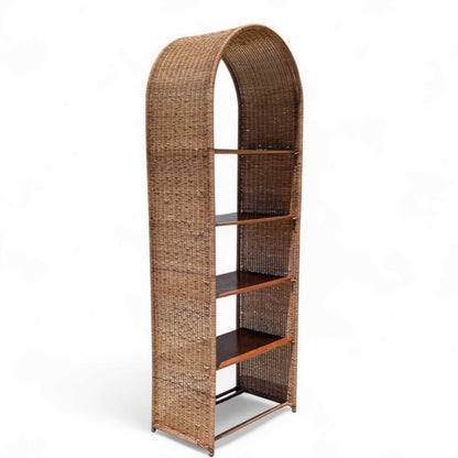 Vintage Rattan Arch Bookcase