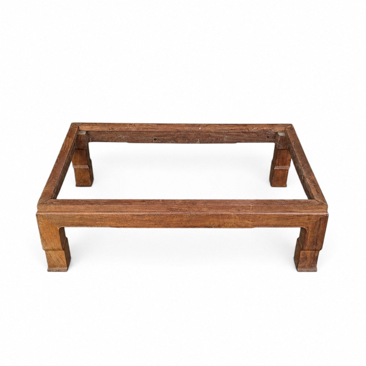 Vintage Asian-Inspired Wood Platform Coffee Table