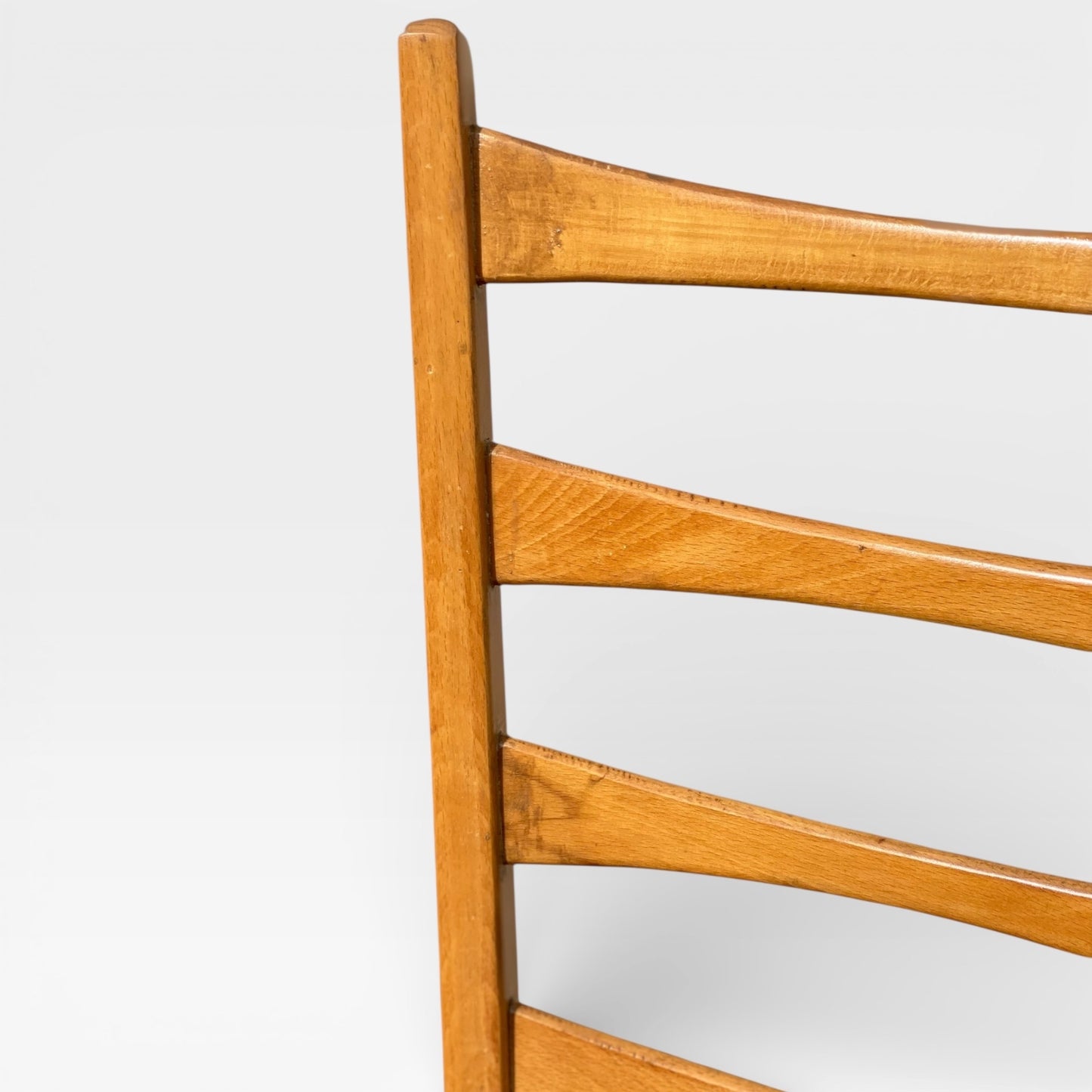Set of Six Mid-Century Modern Ladderback Dining Chairs with New Upholstery