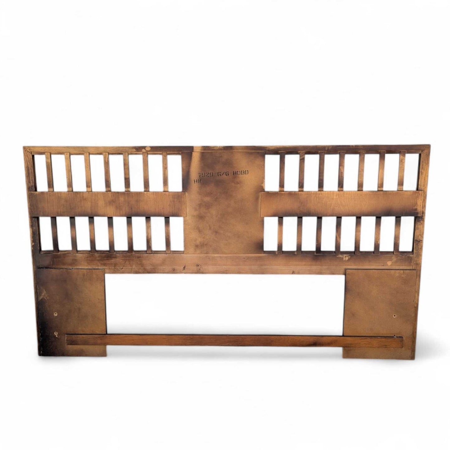 Vintage Walnut Veneer King Headboard with Chrome Trim, MCM