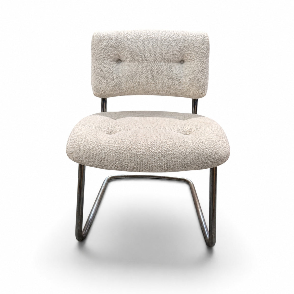 1970s Steelcase Chrome Cantilever Side Chair, Custom Upholstery — view 1 of 16