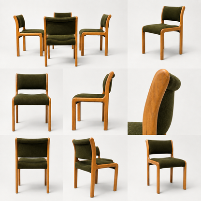 Albert Salman Associates Oak Dining Chairs in Garnet, Set of Four