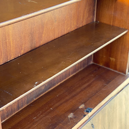 Art Deco Secretary Desk with Drop-Front Writing Surface and Chevron Veneer, 1930s