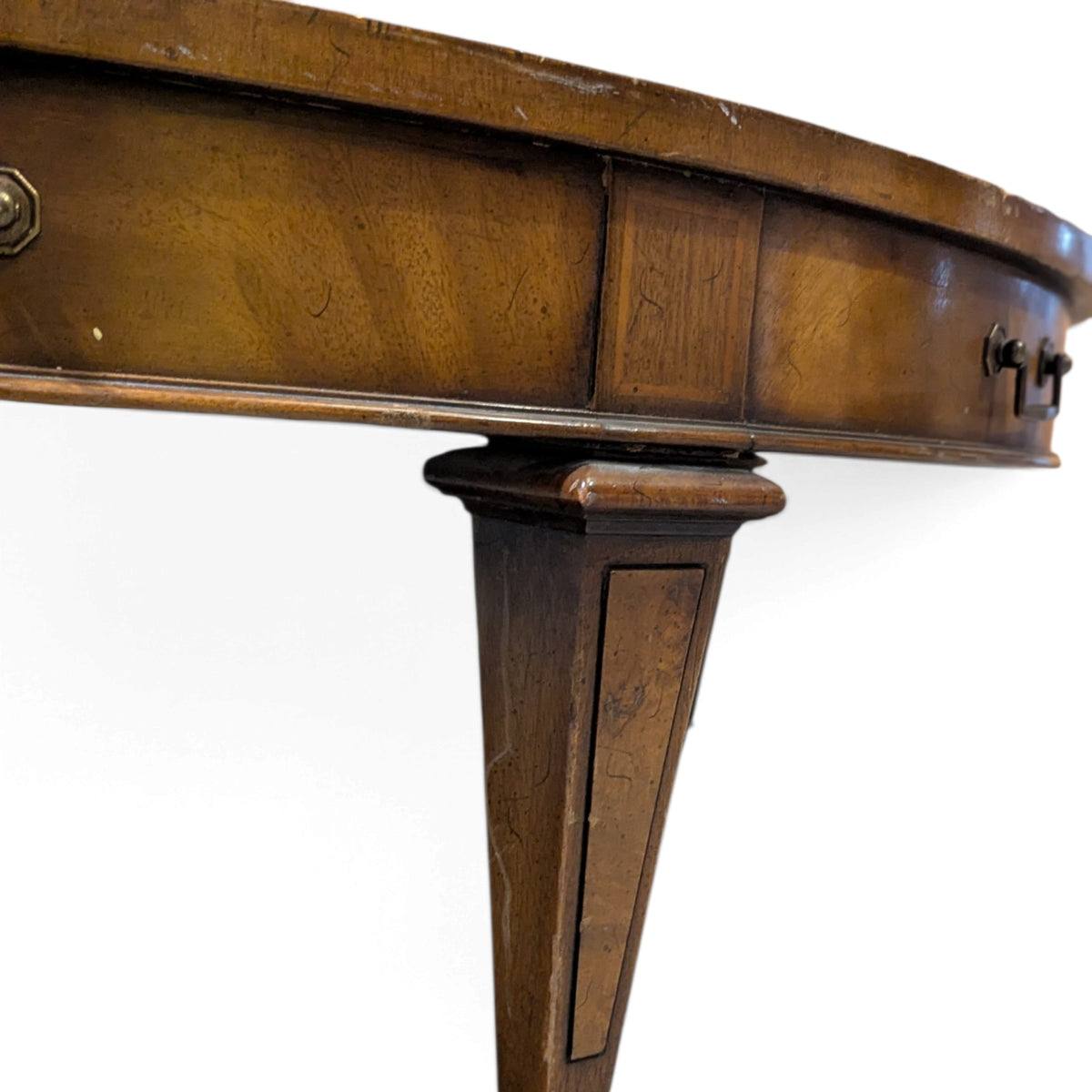 Circa 1957 Heritage Round Mahogany Coffee Table with Drawer