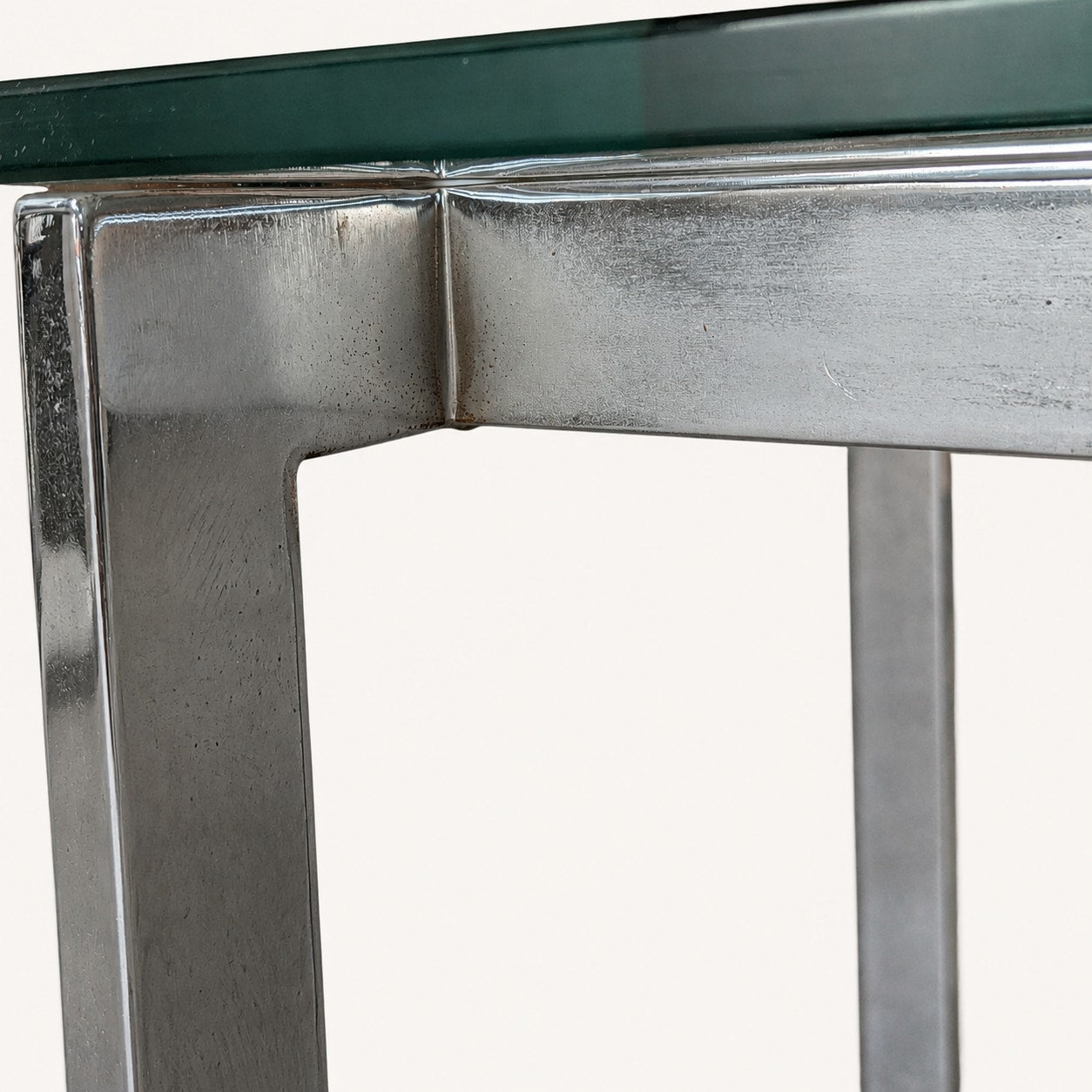Vintage Modernist Chrome and Clear Glass Square Side Table — view 3 of 16