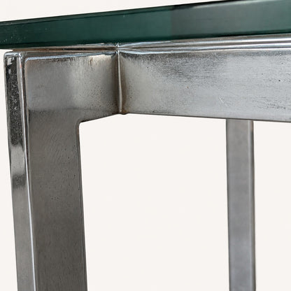 Vintage Modernist Chrome and Clear Glass Square Side Table