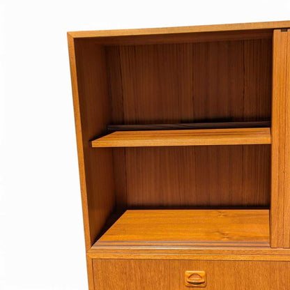 Vintage Teak Bookcase with Drop Front Desk