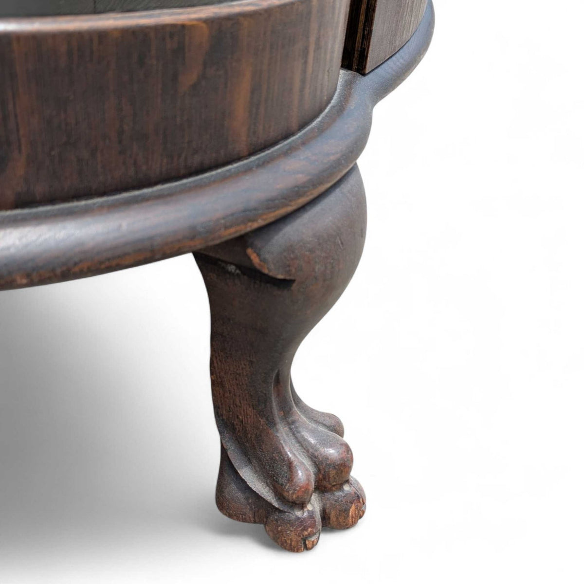 Vintage Curved Glass China Cabinet – Bow Front Display Hutch w/ Claw Feet, 49" Wide, Early 20th Century Style — view 19 of 25