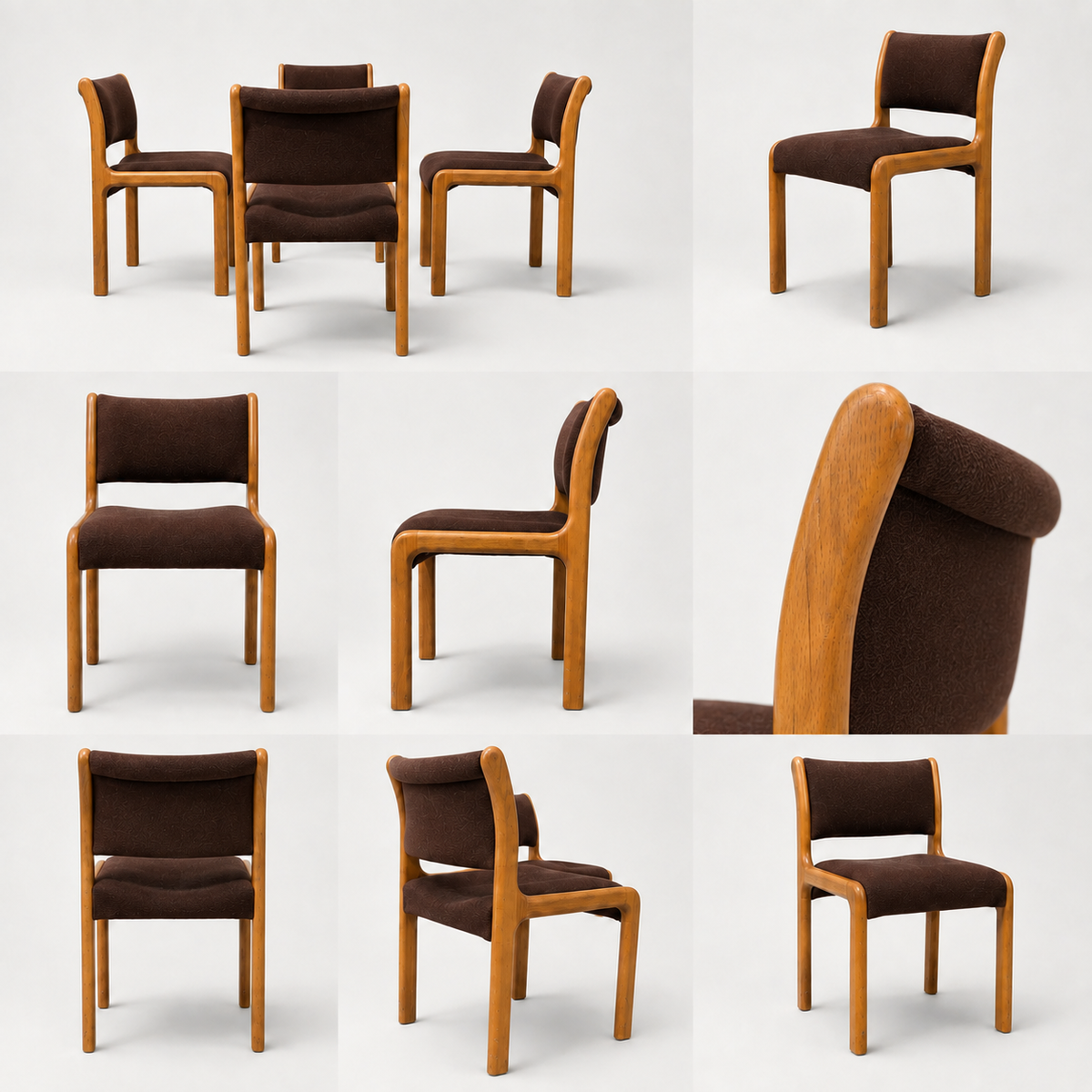 Albert Salman Associates Oak Dining Chairs in Garnet, Set of Four — view 19 of 20