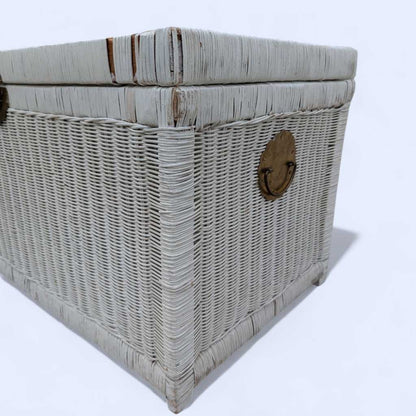 Vintage White Wicker Trunk