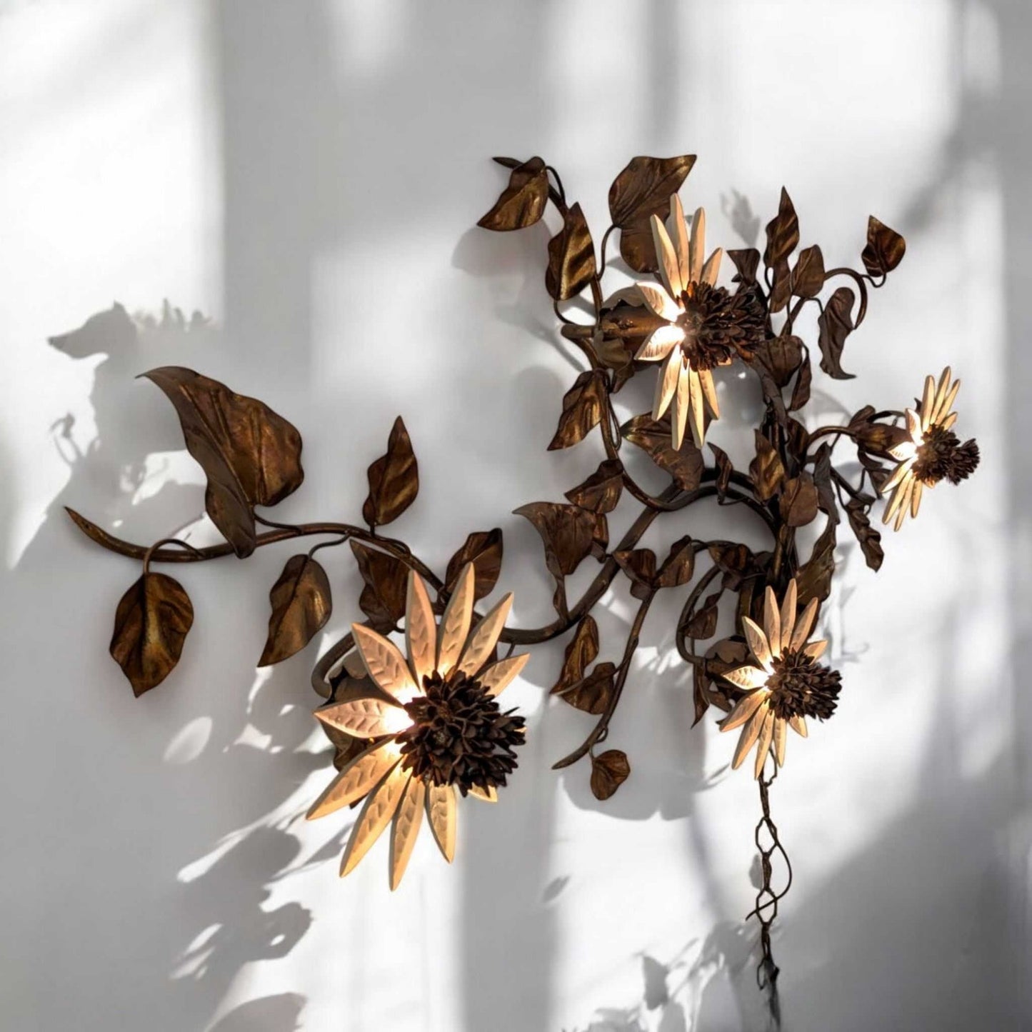 Vintage Italian Sunflower Wall Sconce