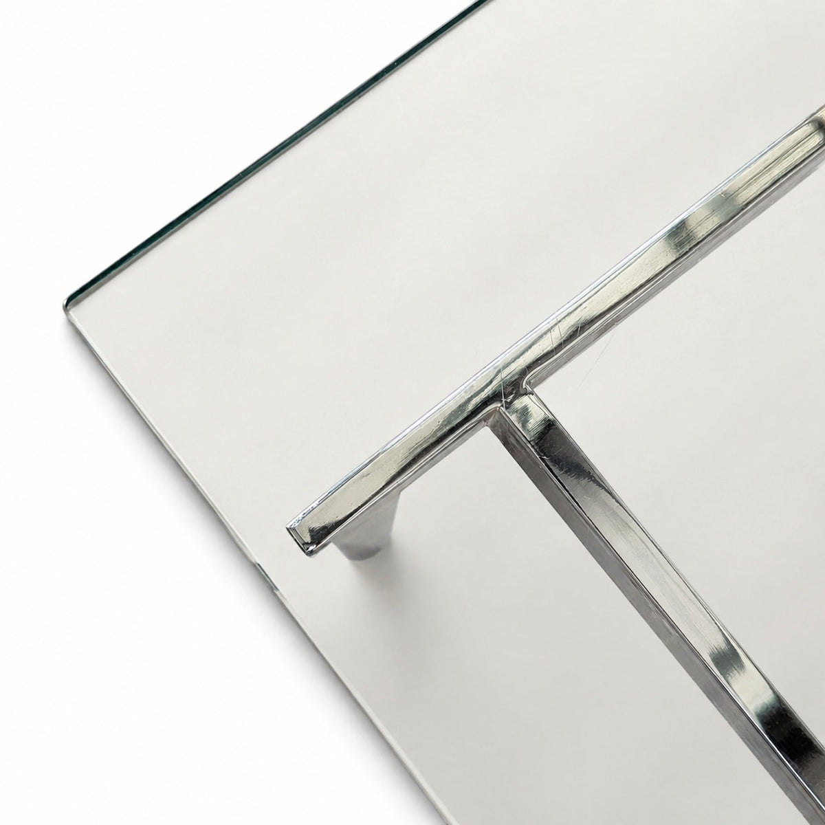 Vintage Modernist Chrome and Clear Glass Square Side Table
