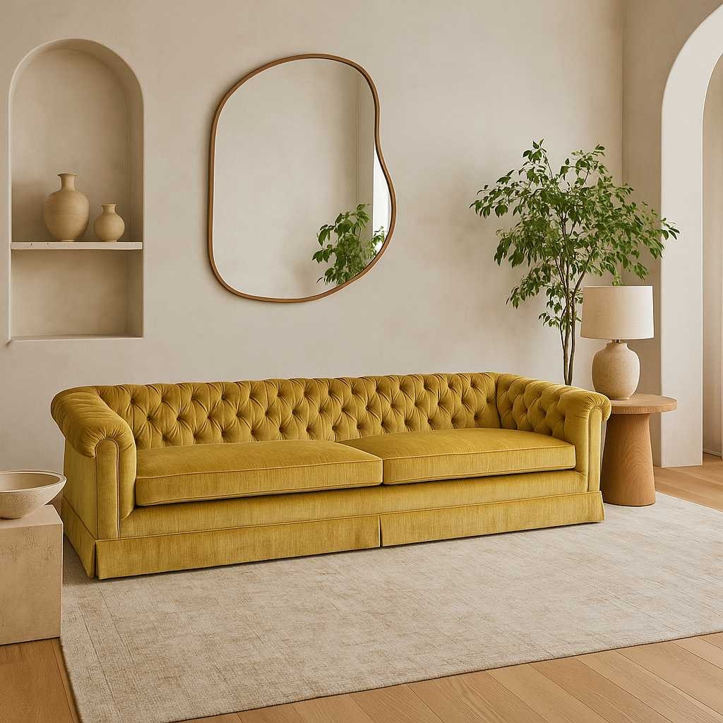 Vintage Hollywood Regency Gold Velvet Sofa