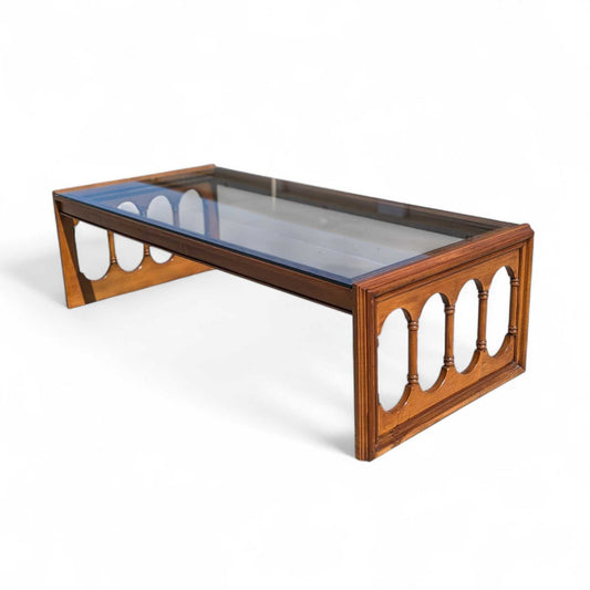 Mid Century Glass Top Coffee Table