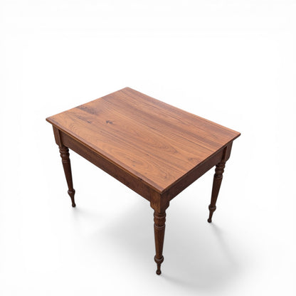 Antique Solid-Wood Writing Desk with Turned Legs and Drawer