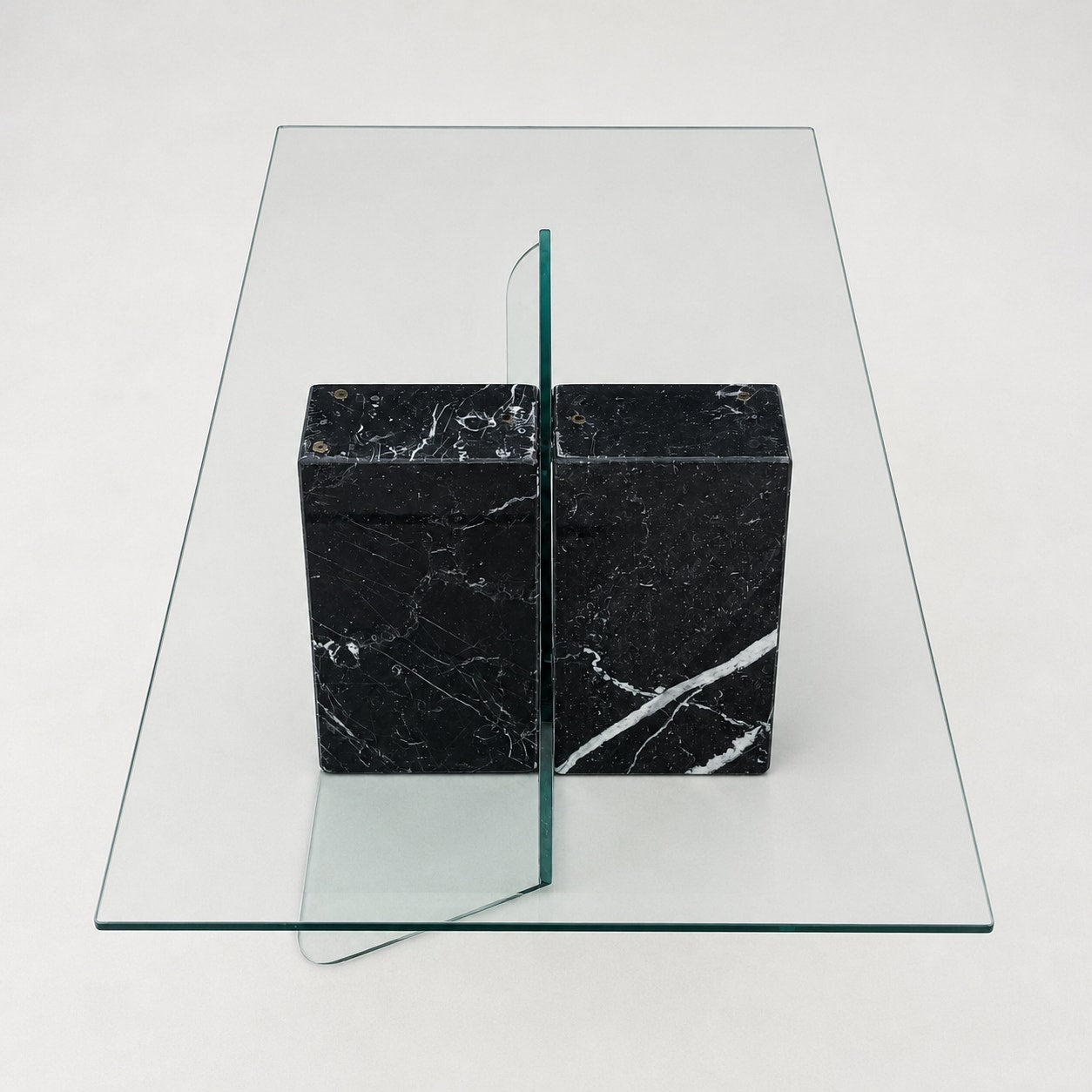 Unique Coffee Table, Marble Base, Geometric, Unique, Rectangular Glass Top, Postmodern, Mid Century — view 14 of 16