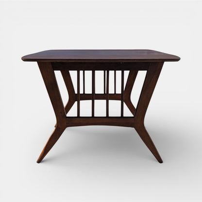 Mid Century Drop Leaf Dining Table by Garrison Furniture Co. | Sculptural Walnut Laminate Table | 1960s MCM