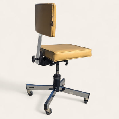 Mid-Century InterRoyal Steel, Chrome and Faux-Leather Office Chair