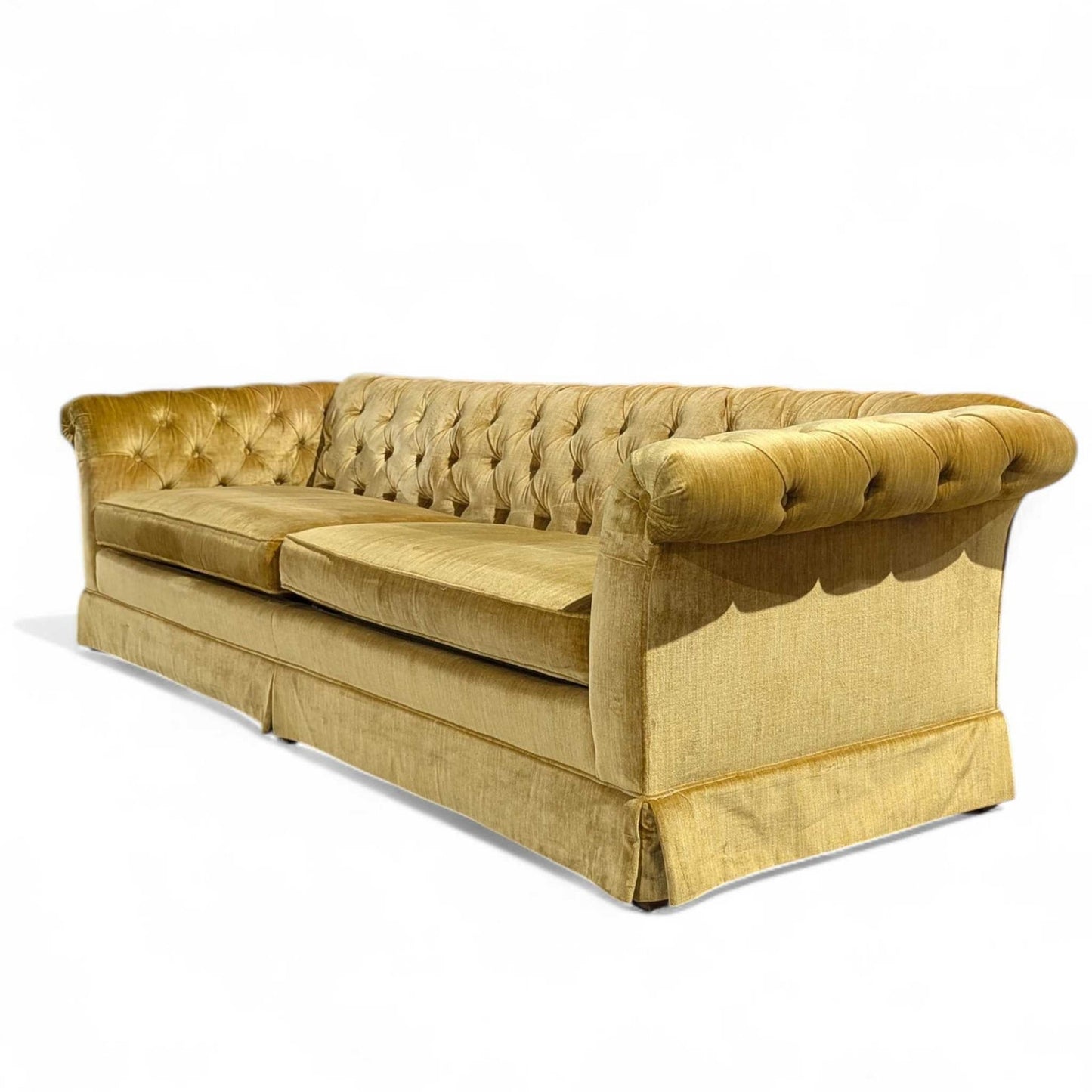 Vintage Hollywood Regency Gold Velvet Sofa