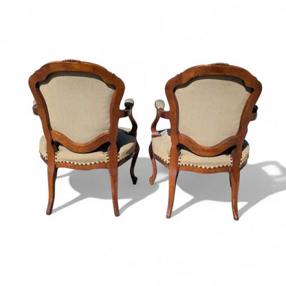 Pair of Vintage French Carved Armchairs