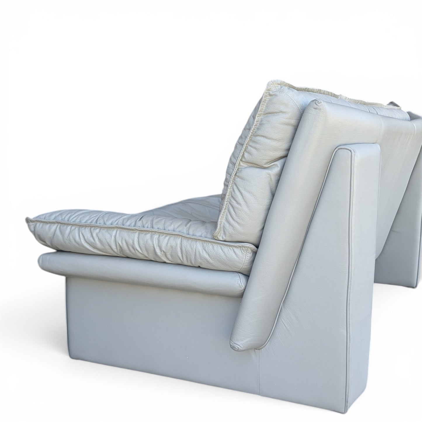 Vintage Nicoletti Italia Leather Loveseat Sofa, Italian Postmodern Grey Leather Couch, 1980s Lounge Settee