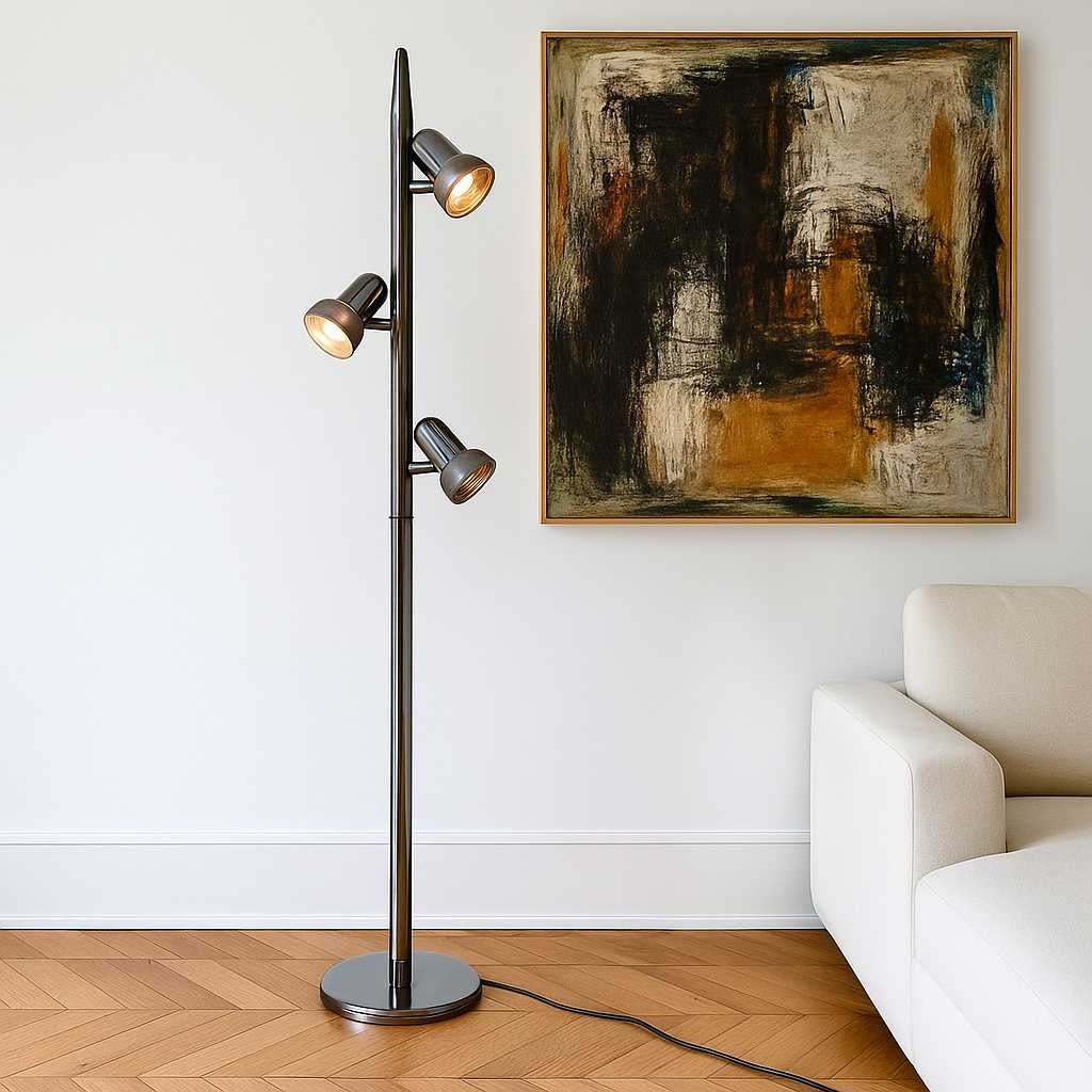 Mid-Century Chrome Floor Lamp with Adjustable Microphone-Style Shades, 1970s