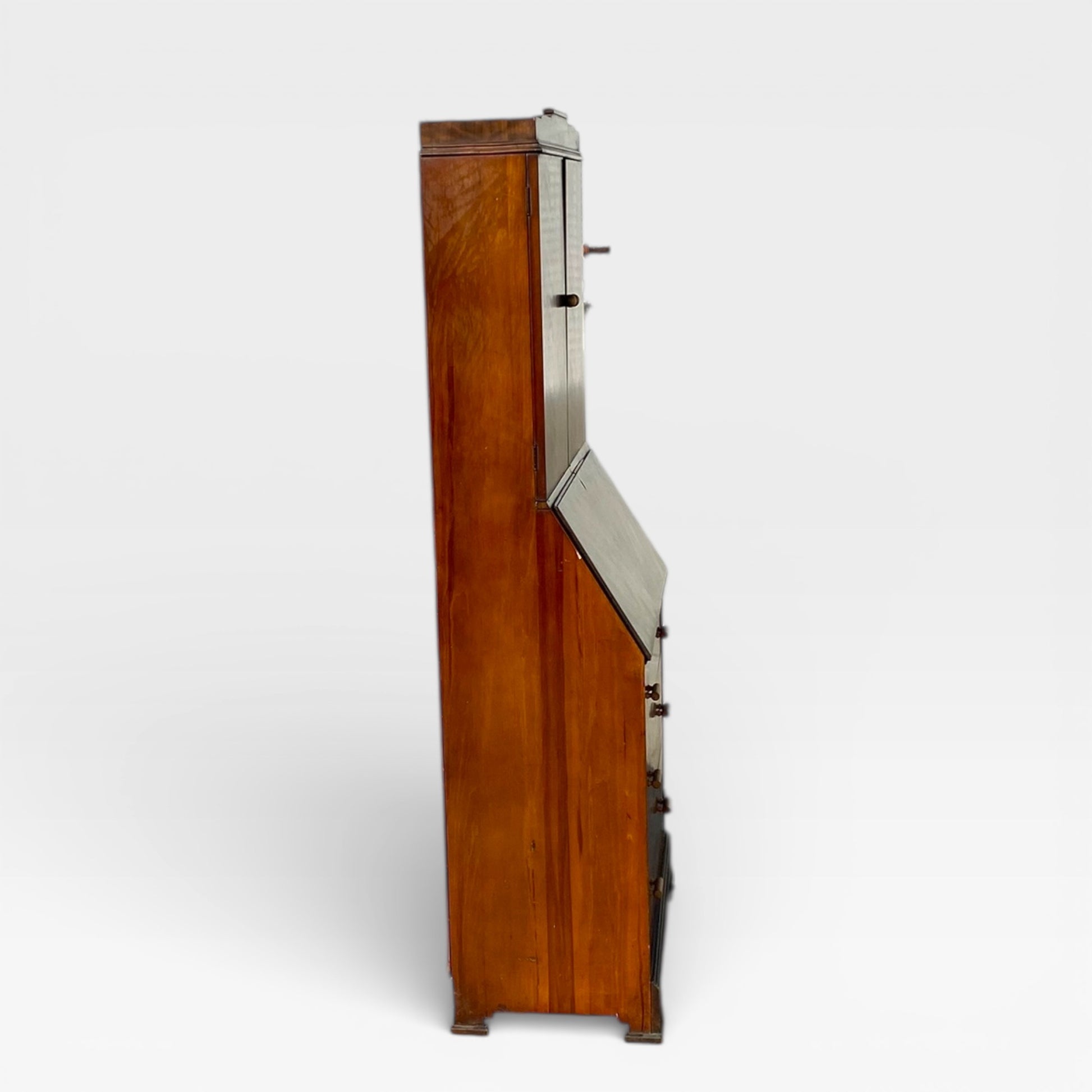 Art Deco Secretary Desk with Drop-Front Writing Surface and Chevron Veneer, 1930s — view 22 of 22