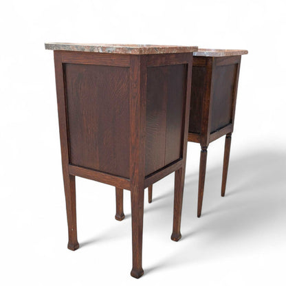 Pair of Antique French Marble Top Nightstands