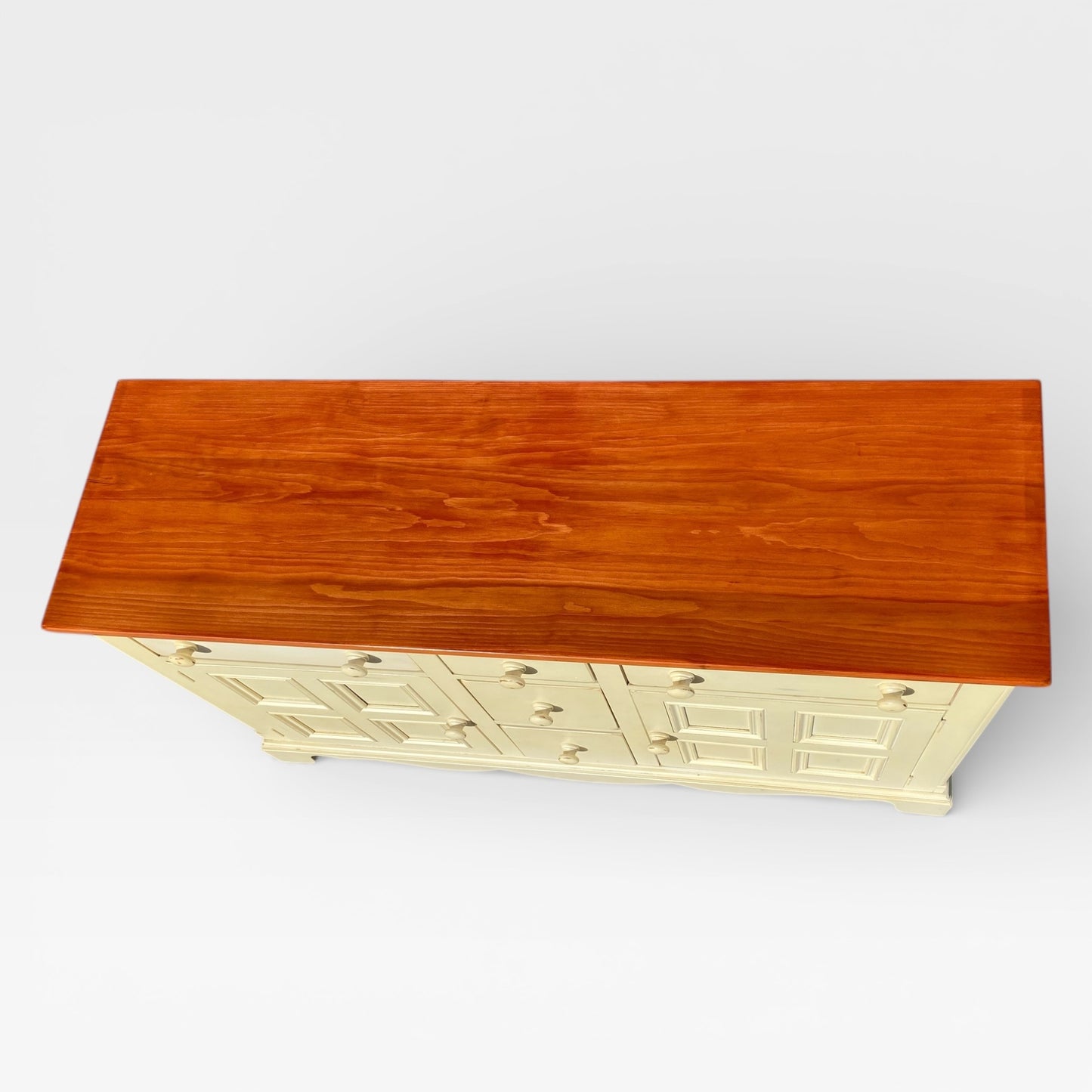 Painted Sideboard or Buffet Cabinet with Paneled Doors and Solid Wood Top