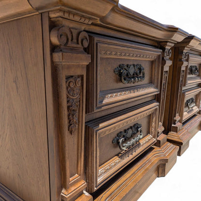 Vintage Carved Wood Nightstands