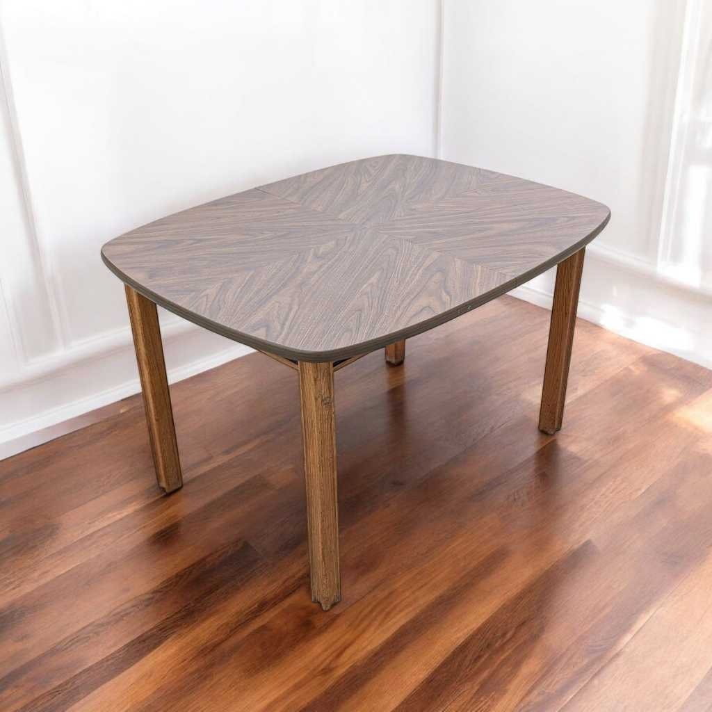 Mid-Century Modern Walnut-Look Laminate Dining Table