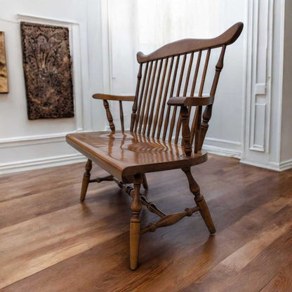 Vintage Wooden Bench – Spindle Back Bench, Classic Farmhouse Style