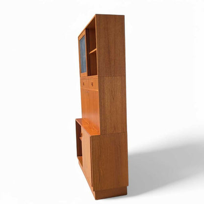 Vintage Teak Bookcase with Drop Front Desk